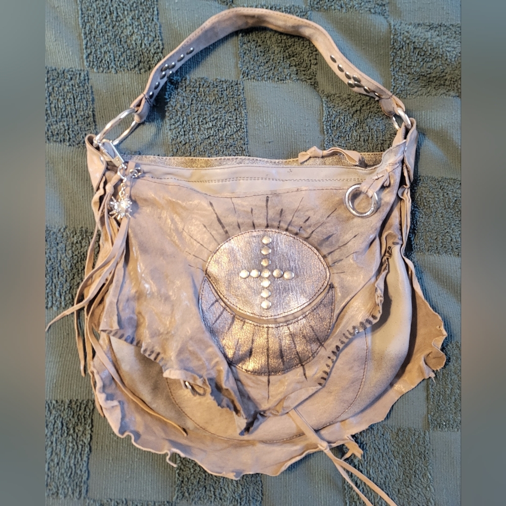 Leather Taupe/Gray Handmade Bag - Picture 2 of 9
